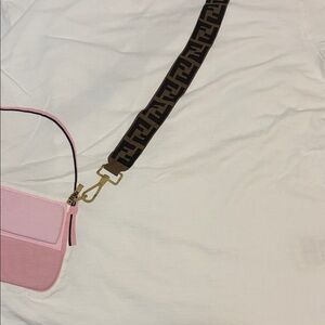 Pink Crossbody Bag with Black Strap Fendi top